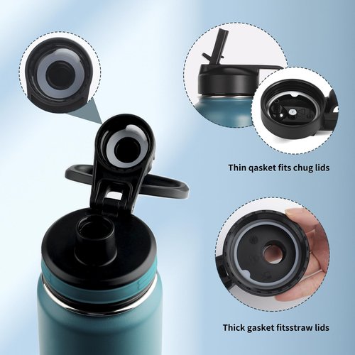 13PCS Water Bottle Gaskets Replacement for Thermoflask 24/32/40/64oz, Silicone Seal O Ring with Tweezers Leak Proof Seal for Hydroflask and takeya, Bottle Lids, Chug Lid, Chug Spout, Vent Hole
