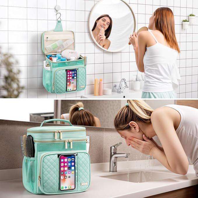 Large Toiletry Bag for Women Men,Bathroom Bag,Water Resistant Portable Shower Caddy for College Dorm,Hanging Toiletry Bags for Traveling,Gym Camping Cruise Ship Travel Essentials Shower Bag