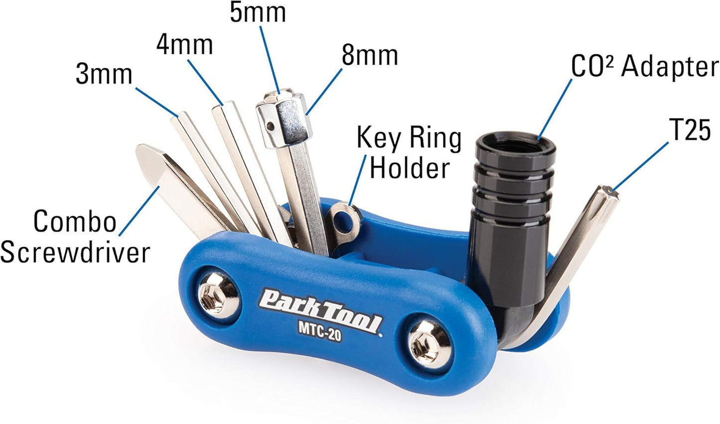 Park Tool MTC-10 Bicycle Multi-Tool with 3, 4, 5 & 8mm Hex Wrenches, T25 & Screwdriver