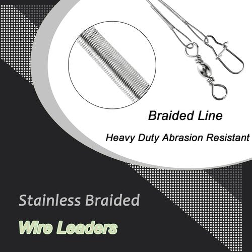 QISHUO Rigs Stainless Fishing Leader Steel High Strength Fishing Leader Saltwater Fishing Freshwater Wire Leaders Lures White Nickel, #4, 50lb, 11.8in, 30pcs