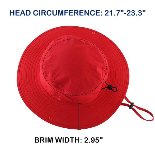 Connectyle Summer Sun Hat for Men Women UV Protection Safari Hat for Fishing Hiking Outdoor Cowboy Bucket Hat UPF 50+ Red