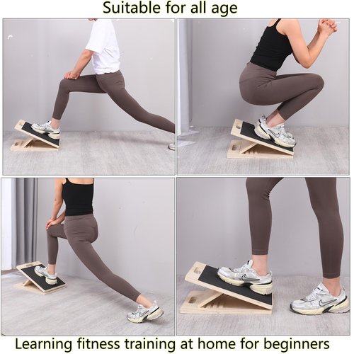 Portable Wood Slant Board for Calf Stretching Squats Calf Stretcher Physical Therapy Equipment Adjustable Incline Board