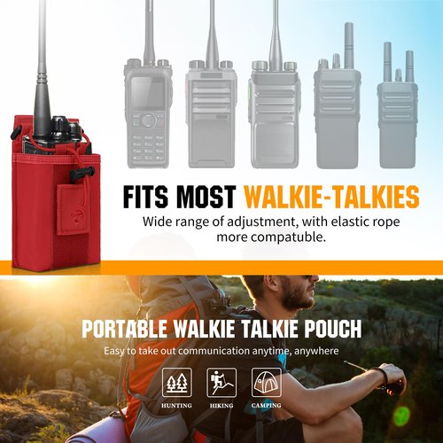 IronSeals Tactical Molle Adjustable Interphone Storage Bag Outdoor Sports Radio Pouch for Two Ways Walkie-Talkie (Red)