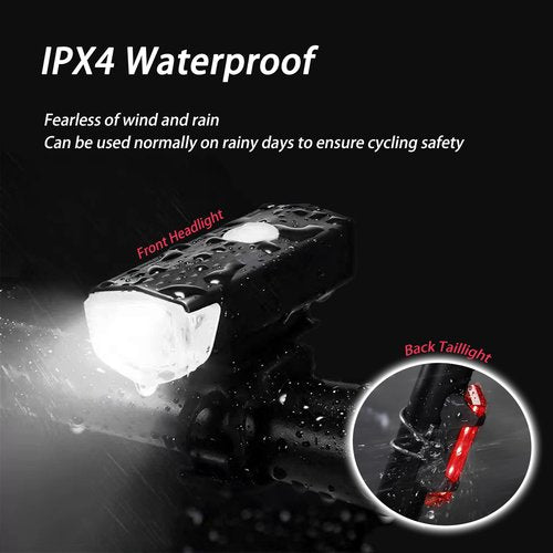 USB Rechargeable Bike Lights Set Bike Lights For Night Riding, 3 Light Modes, Ideal for City Commuting, Mountain Biking, and Outdoor Adventures with Front Headlight and Rear Taillight Bike Accessories