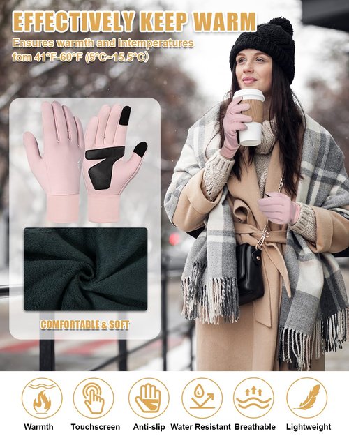 RIGWARL Thin Fleece Gloves for Cold Weather, Early Winter Glove Men Women with Touchscreen Fingers, Thermal Warm Drving Gloves for Running Hiking Walking Skiing Biking, Great Gift for Late Autumn