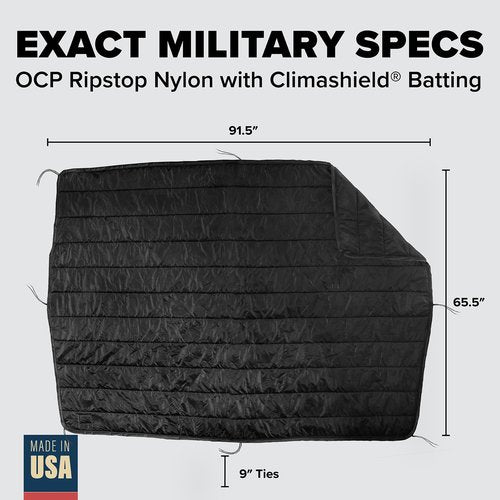 Pinnacle Mercantile Black Edition Woobie Made in USA by Winston-Salem Industries for The Blind All Purpose Poncho Liner Multi Use Nylon Tactical Camping Blanket