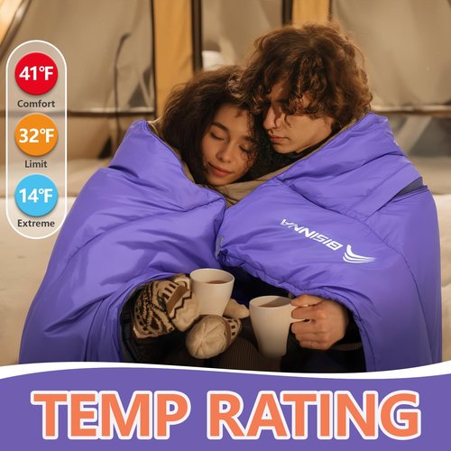 BISINNA Flannel XXL Sleeping Bag (90.55"x39.37") Wearable Sleeping Bag for Alults 3 Season with Pillow Compressdin Sack for Hiking Camping Backpacking Outdoor