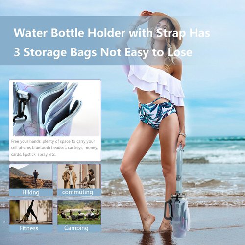 WNGERGOU Water Bottle Carrier Bag with Phone Pocket for Stanley, Water Bottle Holder with Strap for Stanley Accessories 30oz, Stanley Cup Accessories Total 3 Pockets (30oz-fish scales)