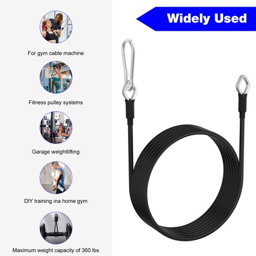 BZTT Total Gym Cable 79 Inch - Fitness Pulley Cable Replacement Cable Machine Attachment Pulley Rope, Fits for Cable Machine Home Gym 5mm Heavy 1000, 1500, 2000, 3000, XLS Pulley Pull Rope - 2 Pack