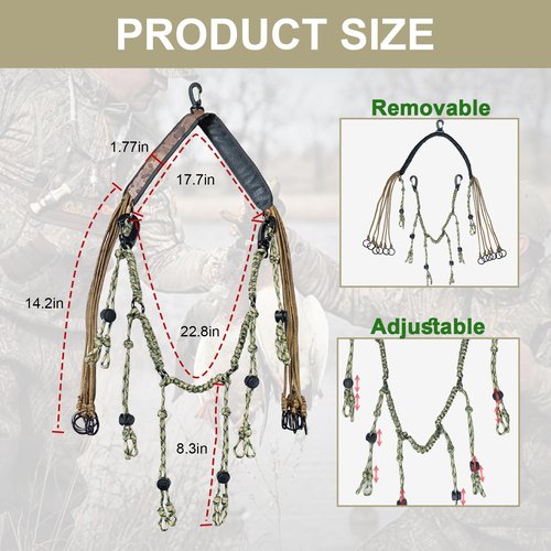 Vecacosic 2 in 1 Duck Call Lanyard Duck Strap Carrier for Hunting Adjustable Nylon Game Call Lanyard 6 Calls with 12 Slip Rings Waterfowl Game Duck Carrier, Double Locking Duck Hunting Accessories