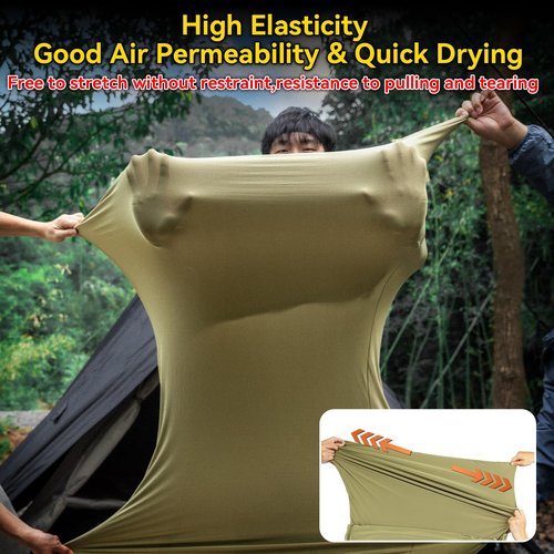 HIKEMAN Lightweight Sleeping Bag Liner - Portable Travel Sheet,Adult Sleep Sack,210x80cm Camping Sheet with Pillow Pocket for Hotels Backpacking Camping Hiking Trains (Army Green)