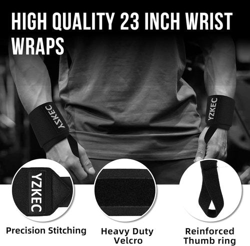 YZKEC Lifting Straps & Wrist Wraps (Bundle) Green+Green