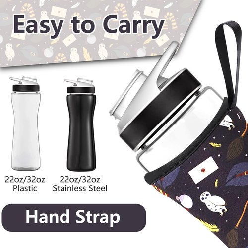 Cute Sleeve Compatible with 22oz 32oz Cirkul Plastic & Stainless Steel, Neoprene Insulator Sleeve for Cirkul, Sleeve for Cirkul with Convenient Handle Strap (Magic School, 22 Ounces)