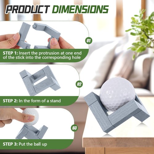 Lineshading 3 Pack Golf Ball Display Stand 1.97 Inch Wooden Golfball Display Case Grey Baseball Rack Holder for Souvenir Collections Tabletop Decor Men Golf Enthusiasts
