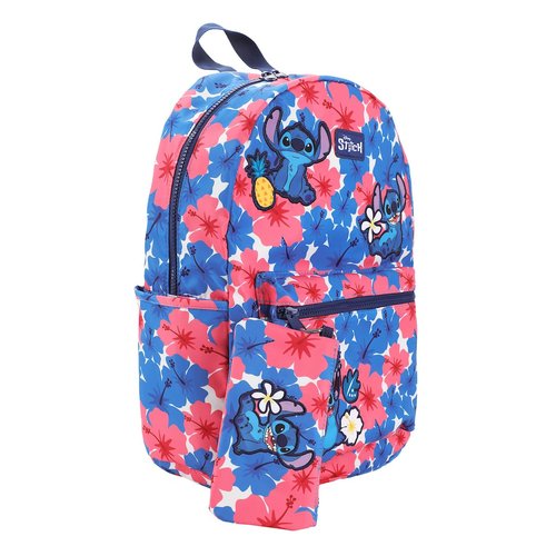 Bioworld Stitch Hibiscus AOP 16" Travel Backpack