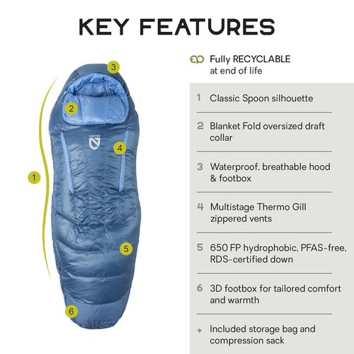 NEMO Equipment Disco Men's & Women's Endless Promise Down Sleeping Bag - Blue Horizon - Regular