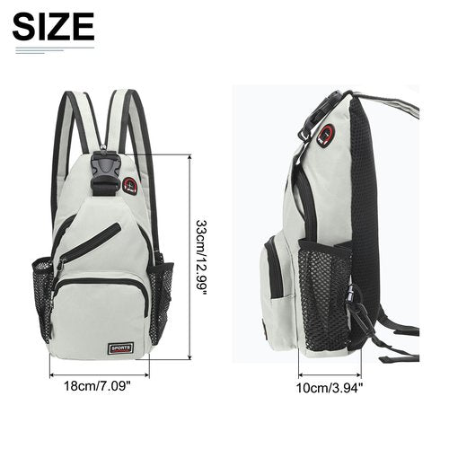 DTGN Convertible Sling Bag Crossbody Backpack - 7"x13" (LXH) Good for Women Men Hiking Travel Cycling - Shoulder Bag Casual Packs with Headphone Jack - White