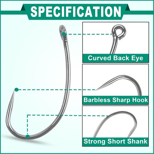 Barbless Fishing Hooks Curve Shank Barbless Carp Fishing Hooks Carp Leader Rigs Crank Circle Hooks Fly Tying Hooks Carp Hair Bait Rigs Fishing Accessoires for Freshwater Saltwater (6#_80pcs)