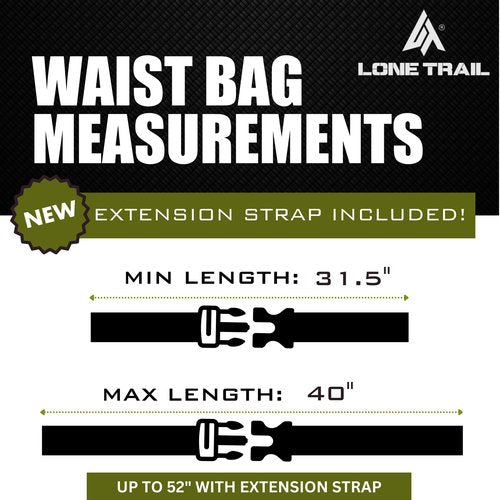 Lone Trail Large Concealed Carry Fanny Pack for Men | Adjustable ccw fanny pack for Men for Hiking and Travel - Tactical Waist Packs w/Fully Adjustable Strap