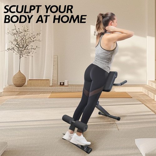 Houbos Hyperextension Roman Chair - Adjustable Bench Foldable Exercise Bench Back Extension Machine Roman Chair Exercise Equipment for Home