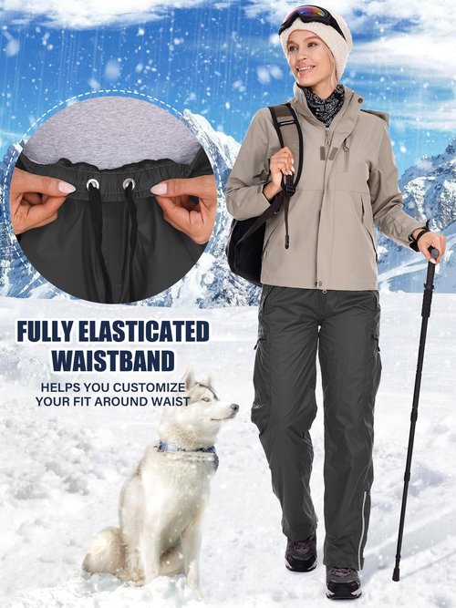 Women's Rain Pants Waterproof Hiking Pants Windproof Lightweight Over Pants Outdoor for Golf Fishing Cycling #2089-Black-M