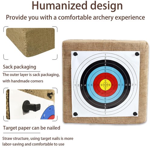 S F Archery Targets for Backyard with 20 pcs Archery Paper Targets and Arrow Puller Target Nail, Water Proof Straw Target for Youth Beginner Adult Outdoor Shooting Practice