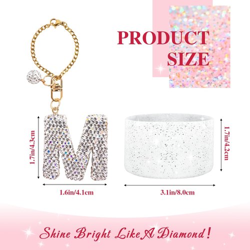 Lingdeer Water Bottle Accessories Set for Stanley Cup 30&40Oz, Bling Letter Charms, Diamond Straw Cover, Glitter Silicone Boot, Personalized Sticker, Bow Straw Topper for Stanley Cup Accessories (M)
