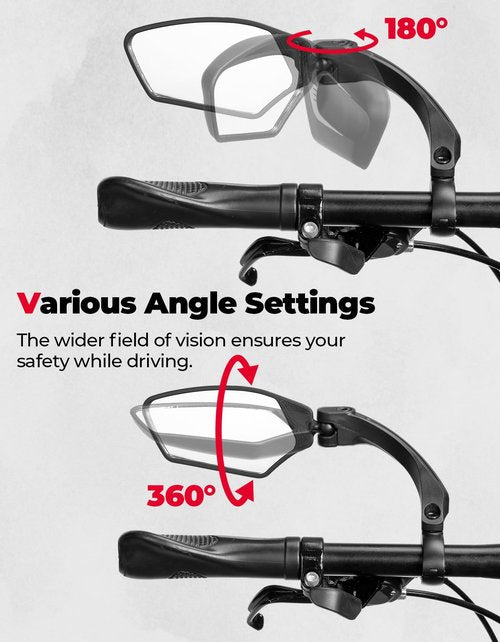KEMIMOTO Bike Mirror with Wider Angle 360 Rotate Adjustable HD Rearview Mirrors for Handlebars Bike Bicycle