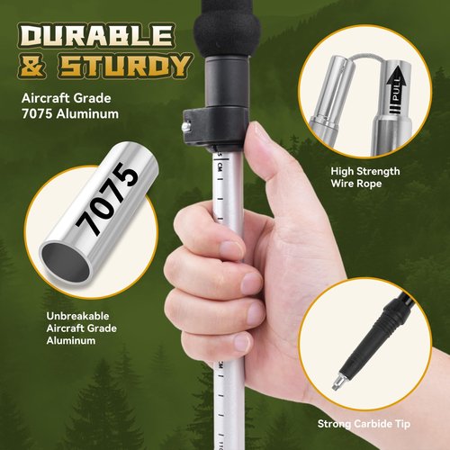 THRISTRIDE Collapsible Aluminum Single Trekking Pole(1pc) - Lightweight Hiking Stick for Women, Men & Seniors, Adjustable Walking Sticks for Hiking, Camping & Outdoor Activities