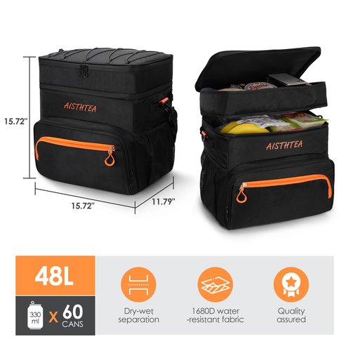Rolling Cooler with Wheels and ๐๐๐๐ Handle, ๐๐+ Can Leakproof Soft Sided Travel Cooler, Double Deck & Enhanced Stability Wheeled Cooler, Insulated Cool Bag for Camping,Grocery,Beach,Outdoor