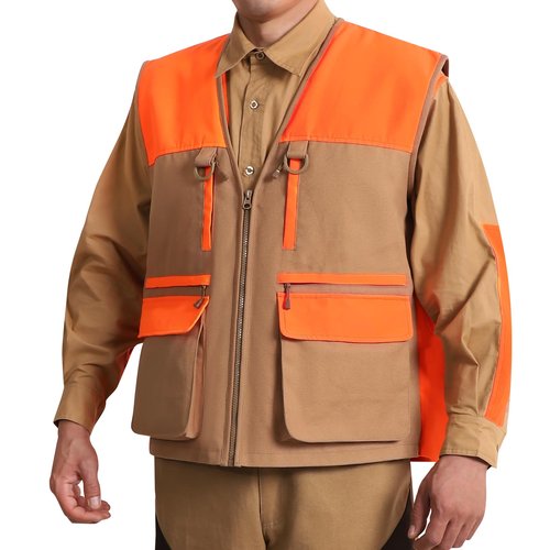 NEW VIEW Upland Hunting Vest for Men- Blaze Orange, Pheasant Hunting Vest with Game Pouch, for Bird Quail- M