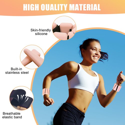 Wrist Ankle Weights for Women Men, Adjustable Silicone Pilates Weighted Bracelet Set of 2 (1lb Each), Wearable Arm & Leg Weights for Home Gym Workout, Yoga, Pilates, Barre,Strength Training
