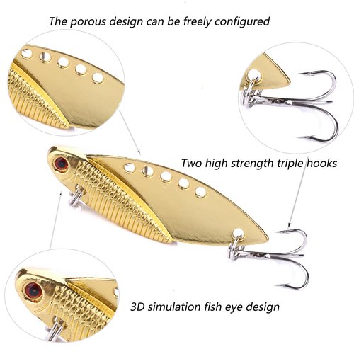 LURESMEOW Walleye & Bass Blade Baits - 5pcs Box, Saltwater & Freshwater Fishing Spoons