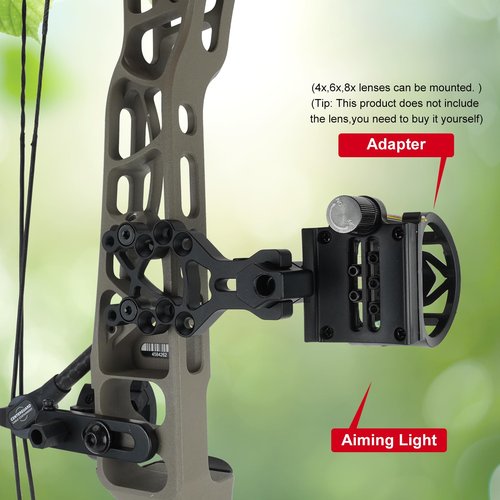 Archery 5-Pin Bow Sight - 0.019" Fiber, Brass Pin, Aluminum Machined - Right and Left Handed, with Hi-Vis Level for Archery, Hunting, Shooting (5 Pin Sight-M1)