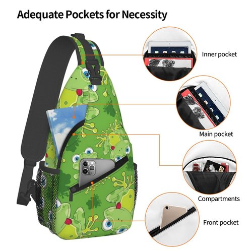 Krirteh Cute Frog Sling Bag For Women & Men - Fashion Cartoon Frogs Backpack, Crossbody & Shoulder Bag - Travel & Hiking Daypack