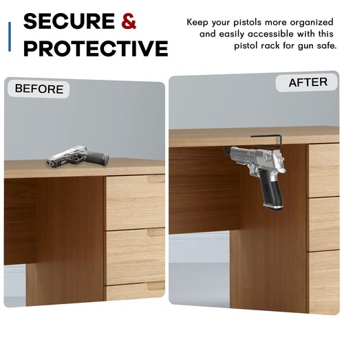 LOIUO 4 PCS Gun Rack Pistol Hangers for Gun Safe Shelf Gun Holder Cabinet Accessory, Handgun Hanger Pistol Organizer for Display and Storage