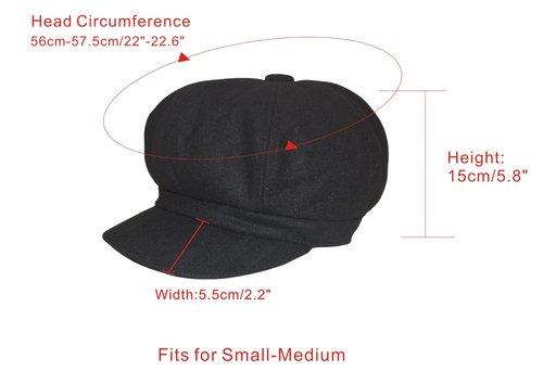 Women Beret Newsboy Hat, Fall Baker Boy Hat Women, 8 Panels Beret, Winter Paper Boy Cabbie Newspaper Boy Hat Black