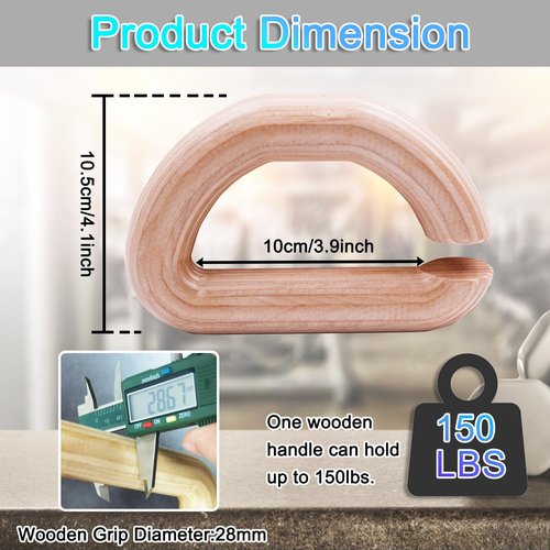 Lights Mountain Wooden Resistance Bands Handles, Versatile Exercise Handles, for Elastic Band Workouts Home Gym Strength Training, and Full-Body Workouts