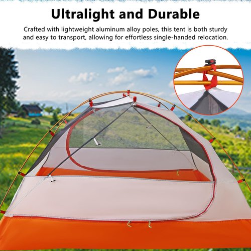 HIKERBRO Backpacking Tent - Lightweight & Waterproof Camping Tent, 2 Person 4 Season for Winter and Cold Weather, Double Layer, Outdoor Camping, Backpacking, Hiking, Green