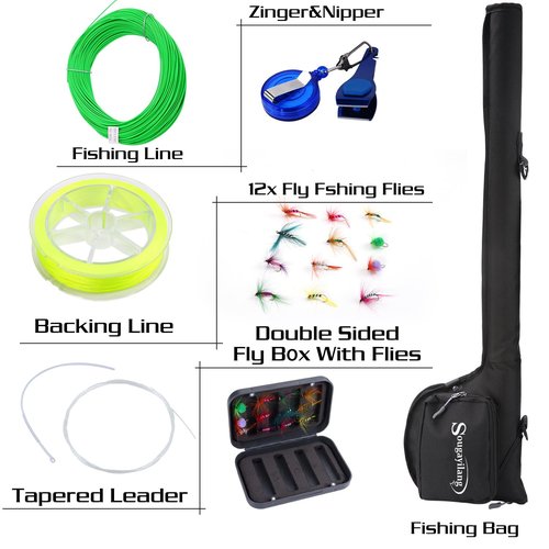 Sougayilang Standard Fly Fishing Combo Starter Kit, 5/6 Weight 9' Fly Rod with SuperPolymer Handle, Accessories, Carrying Case, Fly Box Case & Fishing Flies- Blue