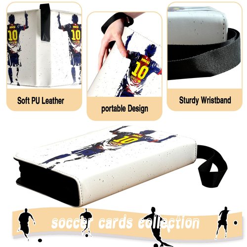 Soccer Card Binder, Trading Card Binder 4 Pocket with 50 Removable Sleeves Fits 400 Sport Cards, 3 Ring Card Holder Binder with Zipper, Collector Storage Album