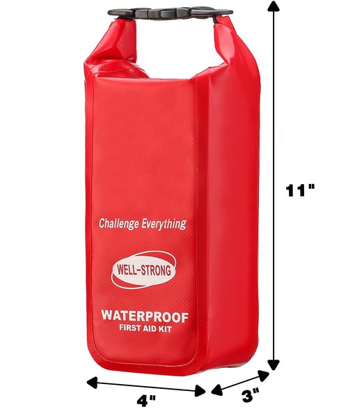 WELL-STRONG Waterproof Marine First Aid Kit 210Pcs - Emergency Boat Safety Supplies for Fishing, Kayaking with Roll Top Design