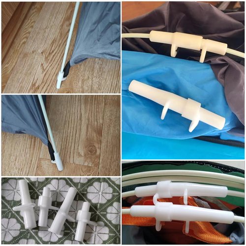 SquEqu 4 Set Pop-up Camping Tent Pole Joint Fittings Replacement 5mm Fiberglass Tent Poles Bracket Foot End Support Insert Connector for Easy Pop Up Tent Instant Automatic Setup Beach Tents