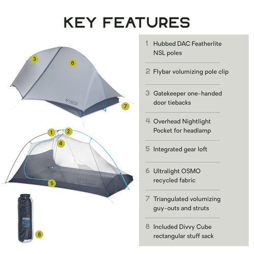NEMO Equipment Hornet Elite OSMO Ultralight Backpacking Tent - Aluminum/Stormy Night - 2-Person