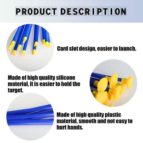Motroce 20 PCS Play Replacement Suction Cup Arrows, 16.54 Inch Toy Replacement Arrows with Suction Cups for Kids Toy Bow (Blue)
