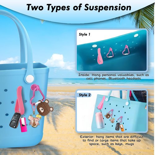 ZLSPTK 4Pcs Accessories for Bogg Bag Hooks and Clips Heart Insert Key Holder Carabiner Cute Bogg Bag Charms for Simply Southern Tote