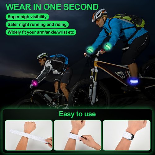 UMIKOOL DIRECT LED Armband Rechargeable for Night Running Walking(2 Pack), High Visibility LED Slap Armband Reflective Running Gear, 6 Colors & 3 Modes Adjustable Light Up Armbands for Men Women Kids