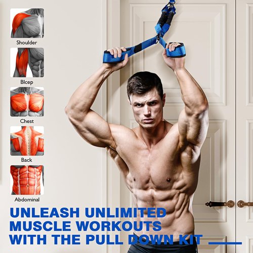 Ayombo Home Gym Workout Equipment, Heavy Resistance Bands with Handles, Door Anchor, Tricep Rope Pull Down Attachment for Triceps, Biceps, Arms,Chest,Back Exercise, Best Replacement for Cable Machines