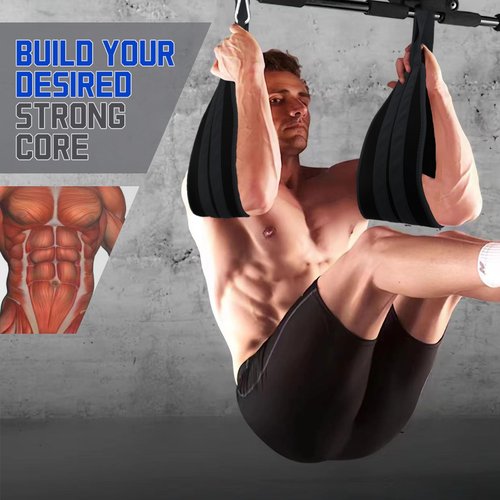 Hanging Ab Straps For Pull Up Bar, Exercise Equipment For Rip Resistant And Padded Arm Support For Ab Workout, Ab Sling Straps For Knee & Leg Raises, For Men And Women (Black)
