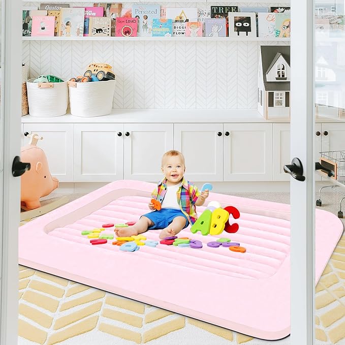 Air Mattress for Kids:Portable Fast Kid air Mattress, Surface with Plush Smooth Comfortable Ideal for Living Room, Room and Outdoor Camping use(Pink)
